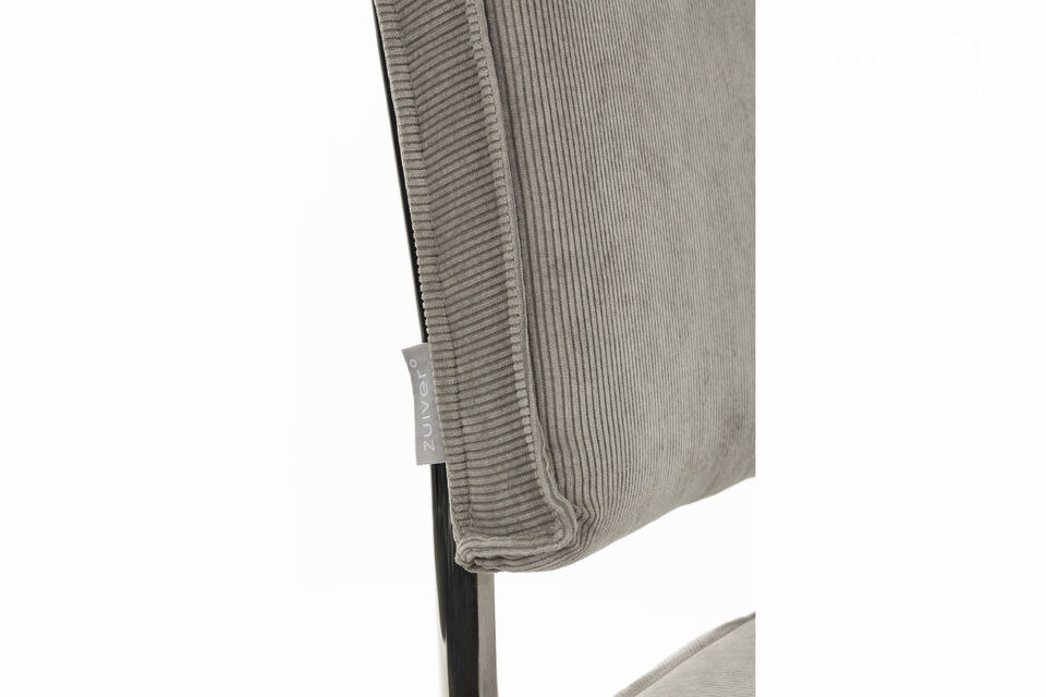 Light grey ribbed fabric dining chair Ridge Rib - 7