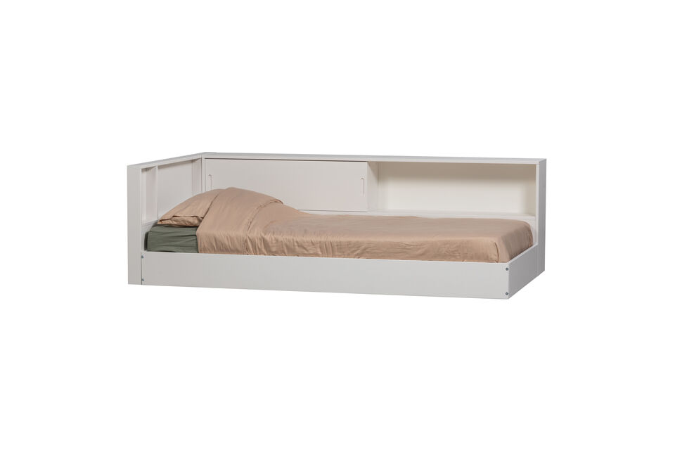 Lit d'angle 90x200 cm pin blanc CARTER Woood