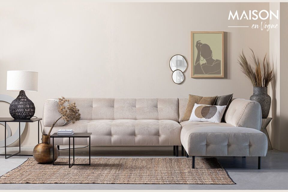 Lloyd cream velvet corner sofa Woood