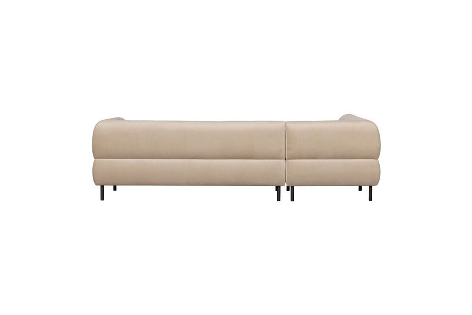 It has a velvet upholstery from our collection (Loma) and has a luxurious look