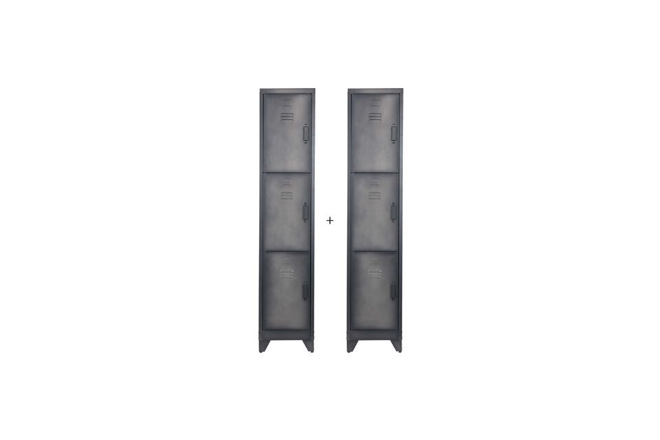 Lot de 2 armoires 3 portes en métal noir Cas Woood