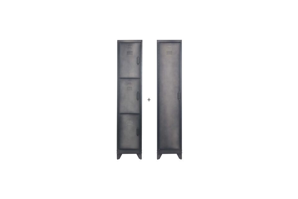 Lot de 2 armoires 4 portes en métal noir Cas Woood