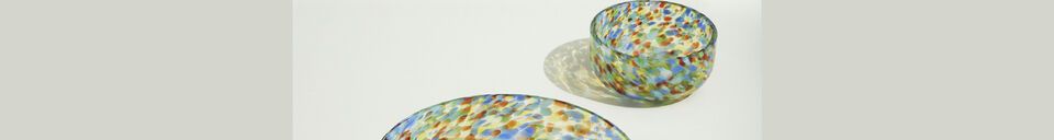 Mise en avant matière Lot de 2 bols en verre multicolore Confetti