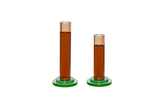 Lot de 2 bougeoirs en cristal ambre Comet