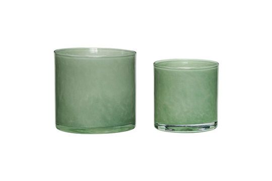 Lot de 2 bougeoirs en verre vert Akin Détouré