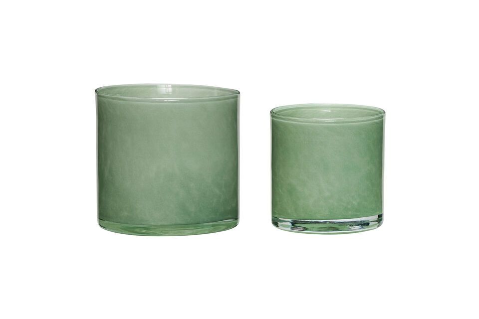 Lot de 2 bougeoirs en verre vert Akin Hübsch