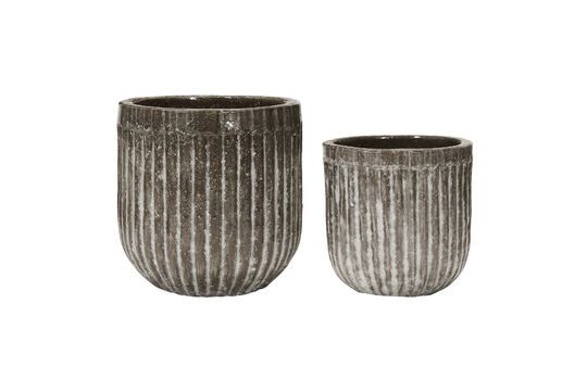 Lot de 2 cache-pots en céramique marron Pharao