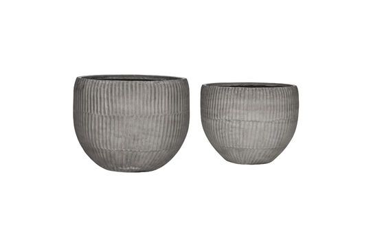 Lot de 2 cache-pots en ciment gris Brave
