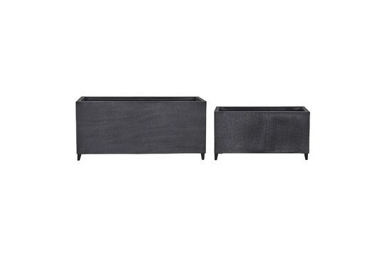 Lot de 2 cache-pots en métal gris File