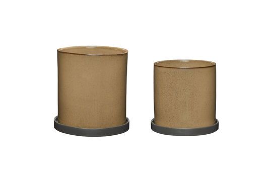Lot de 2 caches-pots en céramique marron Era
