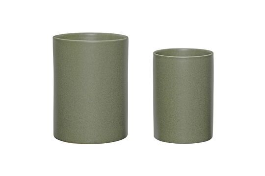 Lot de 2 caches-pots en céramique vert foncé Edna