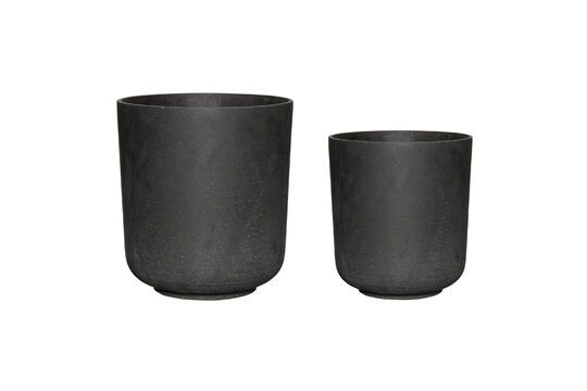Lot de 2 caches-pots en polyrésine noir Among