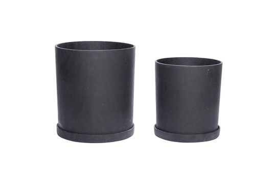 Lot de 2 caches-pots en polyrésine noir Podium
