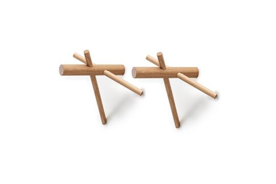 Lot de 2 crochets en chêne clair Sticks Détouré