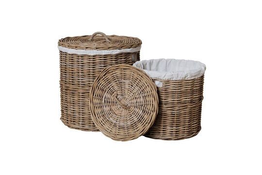 Lot de 2 grands paniers en rotin gris Linge