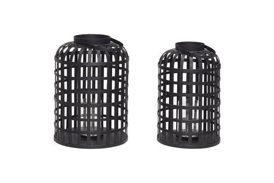 Lot de 2 lanternes en bambou noir Grid Détouré