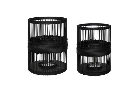 Lot de 2 lanternes en bambou noir Hexa Détouré