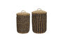 Miniature Lot de 2 paniers à linge en jonc de mer naturel et noir HDCesto Détouré