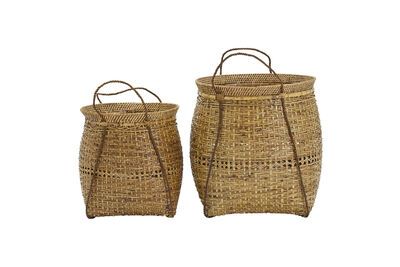 Lot de 2 paniers en bambou clair Kuta