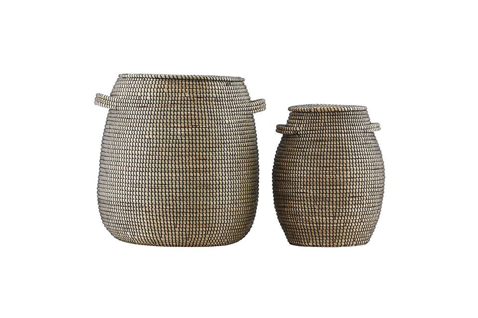 Lot de 2 paniers en fibres naturelles clair et noir Effect House Doctor
