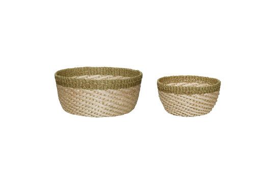 Lot de 2 paniers en fibres naturels khaki Palm Détouré