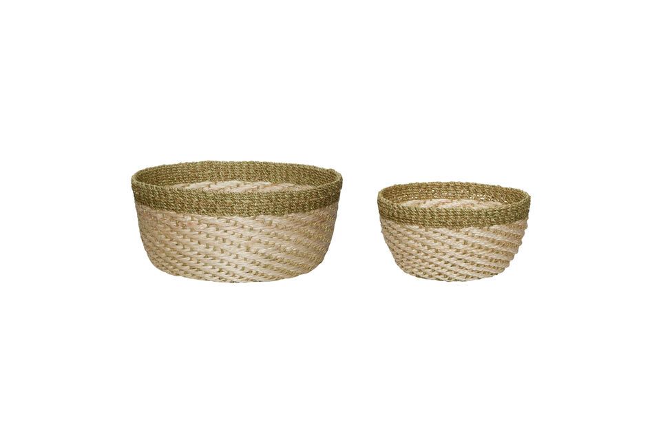 Lot de 2 paniers en fibres naturels khaki Palm Hübsch