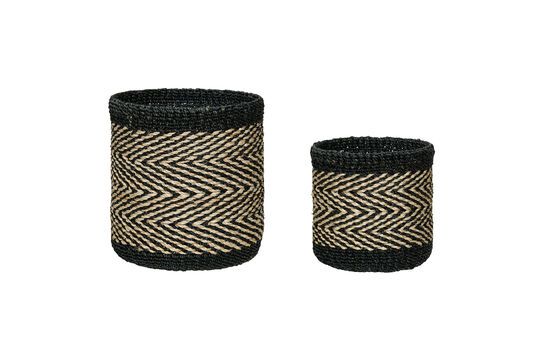 Lot de 2 paniers en fibres naturels noir Criss Détouré