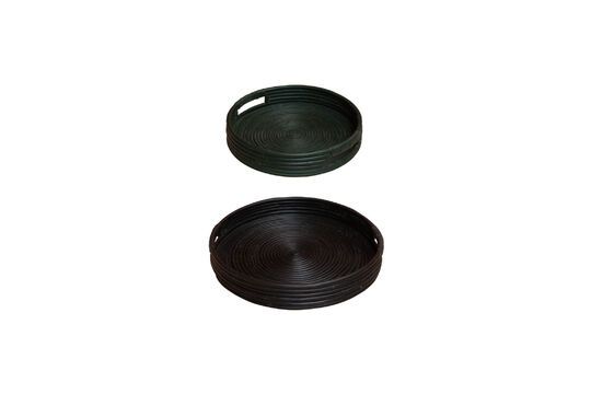 Lot de 2 plateaux en rotin noir et vert Noir