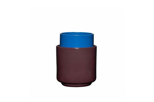 Lot de 2 pots en céramique bleu et marron Deux