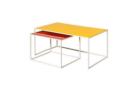 Lot de 2 tables basses en métal orange et jaune Spring