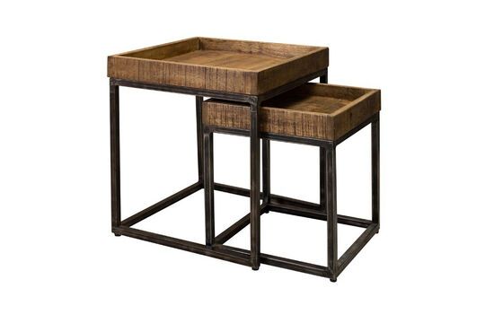 Lot de 2 tables d'appoint en bois foncé Revol