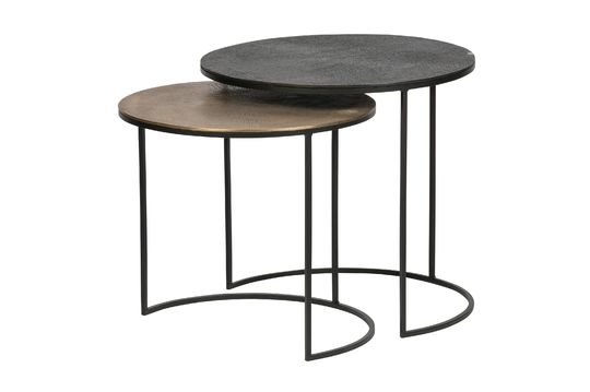 Lot de 2 tables d'appoint en métal et laiton Fara