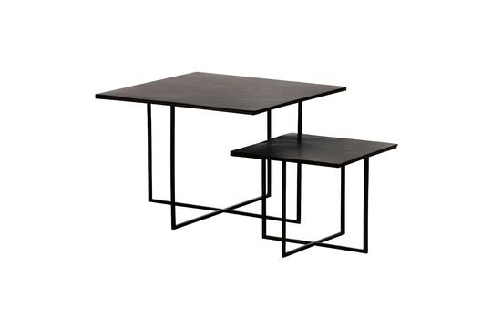 Lot de 2 tables d'appoints en métal marron foncé Olan Détouré