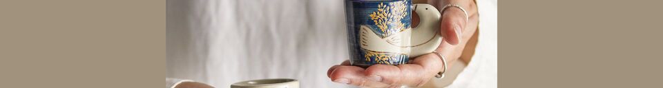 Mise en avant matière Lot de 2 tasses en grès bleu Hezha