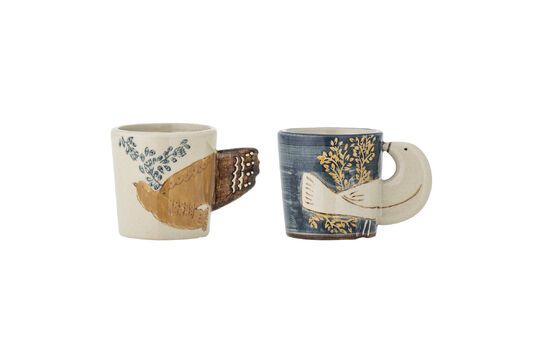 Lot de 2 tasses en grès bleu Hezha Détouré