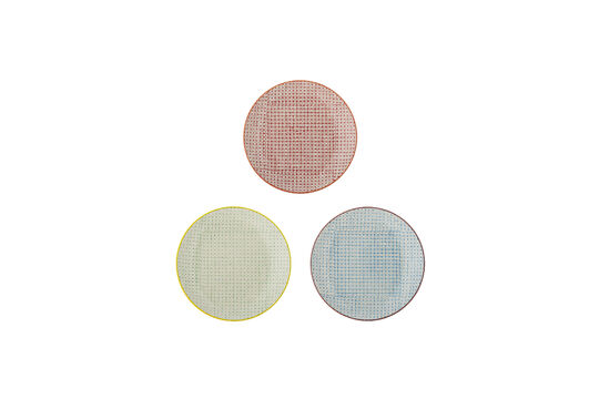 Lot de 3 assiettes D20 cm en grès multicolore Carla