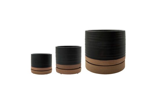 Lot de 3 cache-pots en grès noir Astu