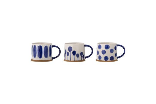 Lot de 3 mugs en grès bleu Linora