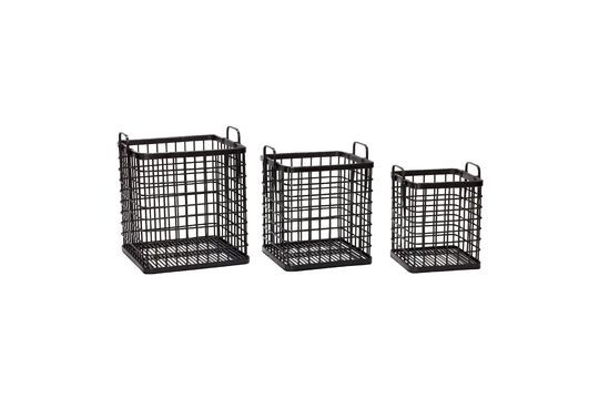 Lot de 3 paniers en bambou noir Square