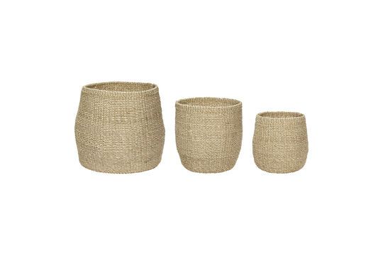 Lot de 3 paniers en fibres naturels clair Sort Détouré