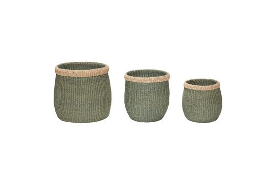 Lot de 3 paniers en fibres naturels vert Moss Détouré