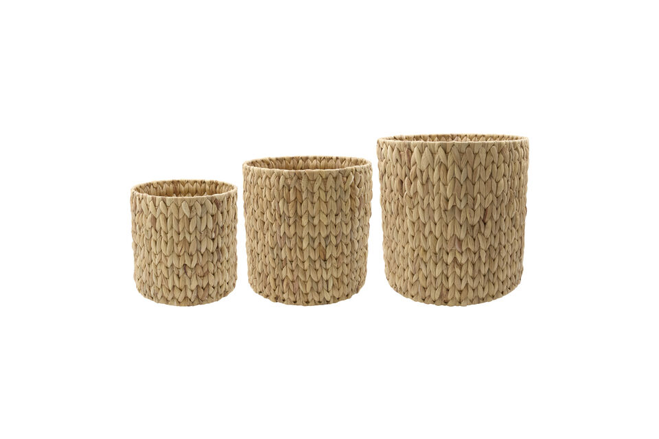 Lot de 3 paniers en jacinthe d'eau naturelle Roun House Doctor