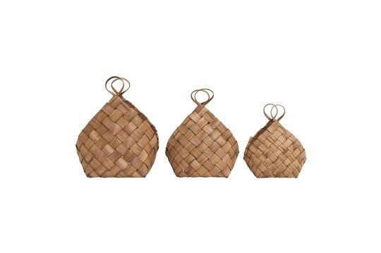 Lot de 3 paniers en pin beige Conical Détouré