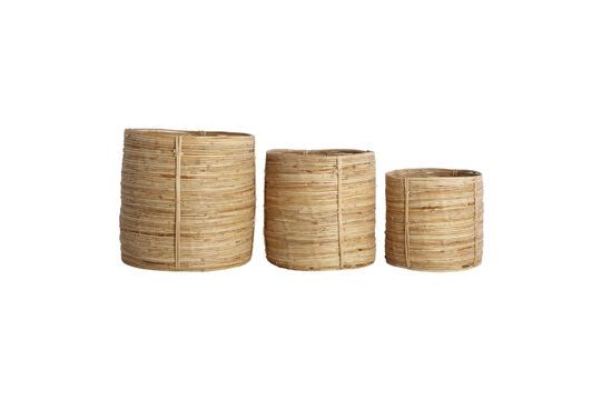 Lot de 3 paniers rond en rotin clair Chaka