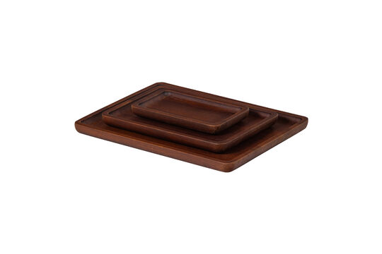 Lot de 3 plateaux de service bois de manguier marron Trayla