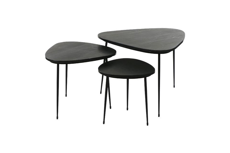 Lot de 3 tables d'appoint Axio en marbre Pomax