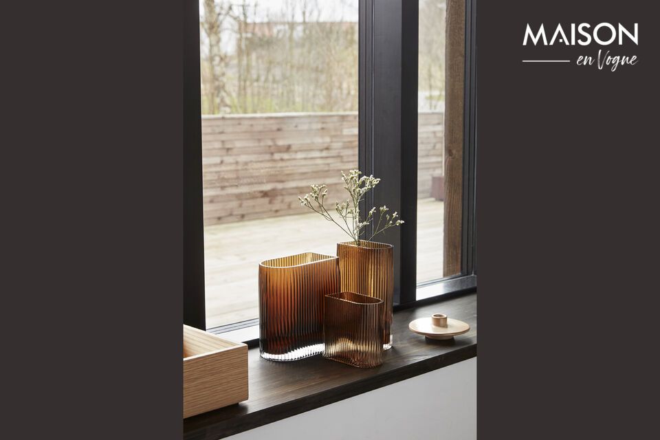 Lot de 3 vases en verre ambre Elements Hübsch