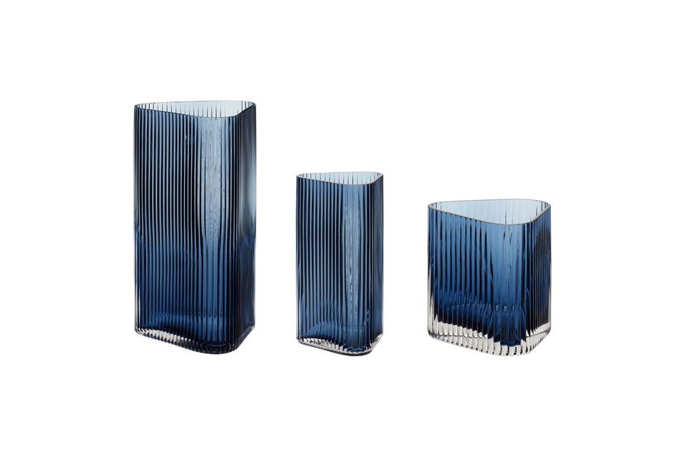 Lot de 3 vases en verre bleu Elements Hübsch
