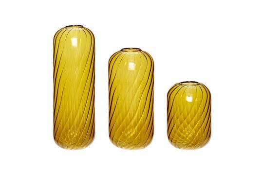 Lot de 3 vases en verre jaune Fleur Détouré