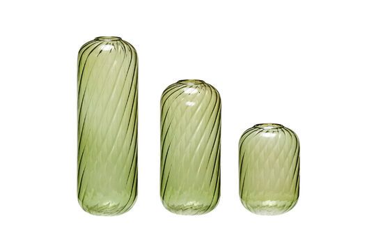 Lot de 3 vases en verre vert Fleur Détouré